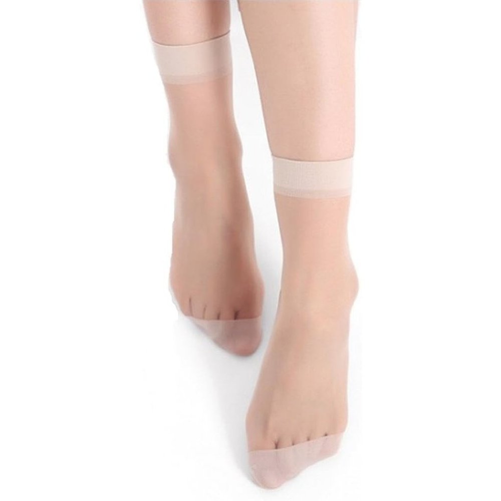 Women's Nylon Black 10 Pairs Ankle Short Sheer Socks